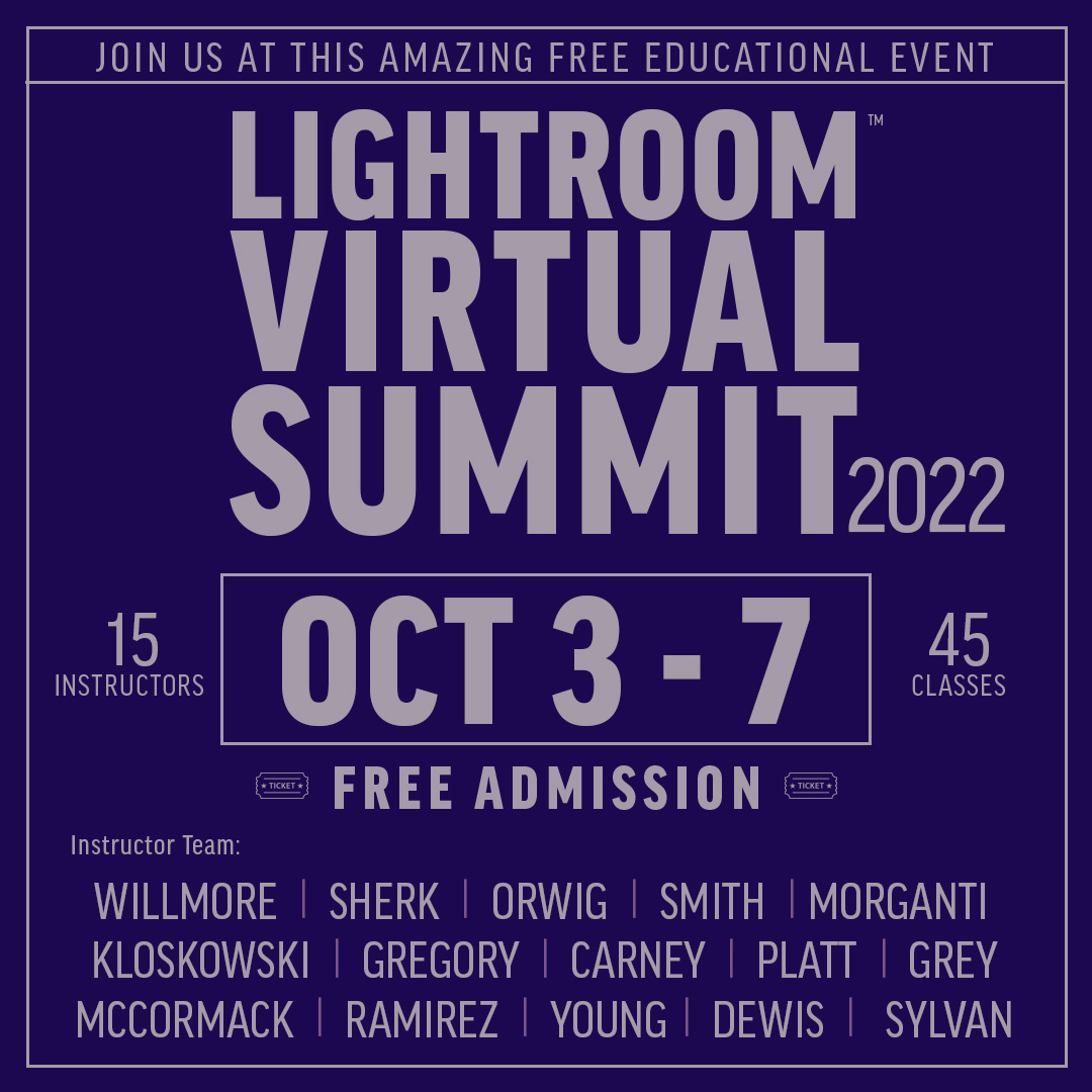 Don't forget the Lightroom Summit is running this week... Free to watch for 48 hours  as it runs. 45 great classes from 15 instructors! 

seanmcfoto.krtra.com/t/9TzKQPyYfadT