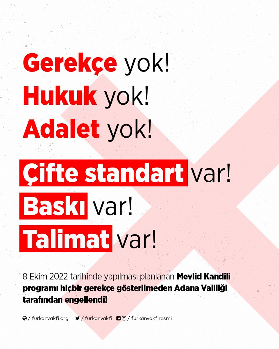 SONRA DA HER TARAFTA HUKUK DEVLETİ NARALARI ATARLAR!

Gerekçe YOK!
Hukuk YOK! 
Adalet YOK!
Çifte Standart Var !
Baskı VAR!
Talimat VAR! 
Mevlid-i Nebi Haftası'nda  İslamiPrograma ValilikEngeli