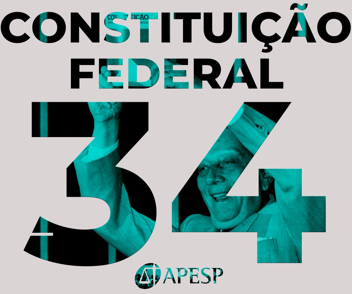 ⚖ 5 de outubro –  a APESP comemora os 34 anos da da Constituição Cidadã de 1988, defendendo de forma incisiva a necessidade de solidificação do Estado Democrático de Direito e de luta pelas garantias fundamentais do povo brasileiro.

#constituição34 #contituição