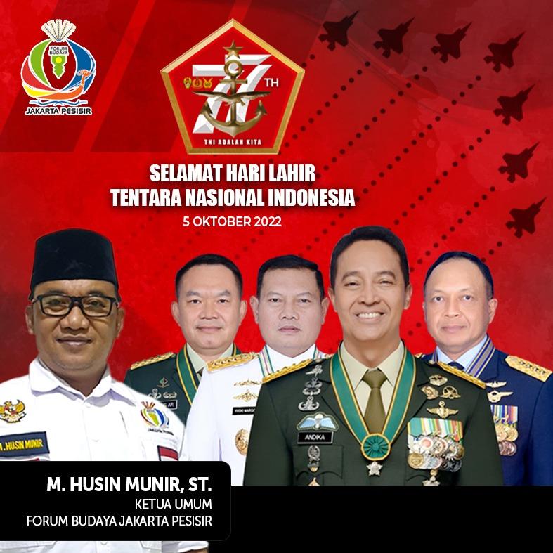 husinmunir27's tweet photo. Dirgahayu TNI ke 77 tahun
#husinmunir
#fbjp
#ForumBudayaJakartPesiair https://t.co/lFa8iNO2al