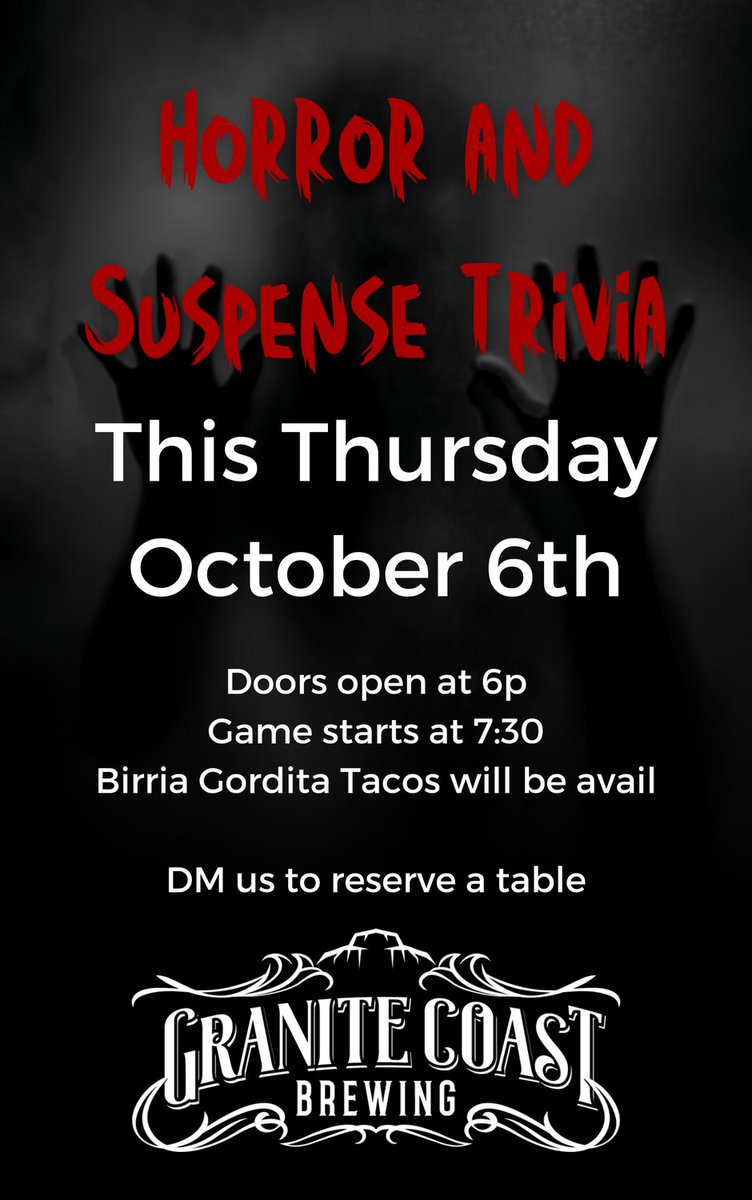 GCBCo's tweet photo. Message us to reserve a table (up to 6 players)! Wear themed gear or Granite Coast gear for up to 3 bonus points! https://t.co/Zt4oMknAKH