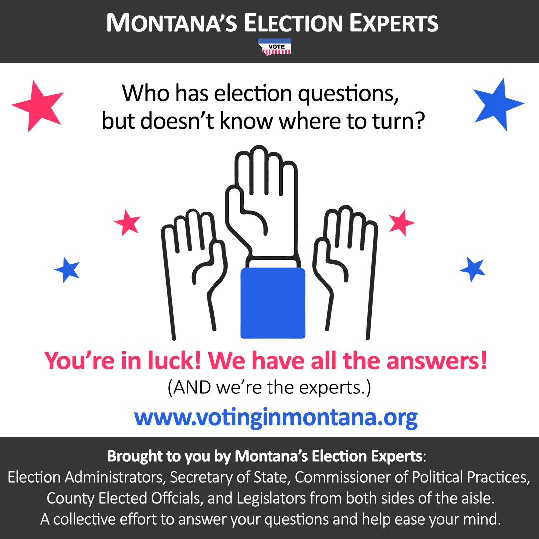 MontanaCOPP's tweet photo. Election Questions? Montana has been conducting Safe, Secure, and Fair elections for decades. Trust your State &amp; Local Election Officials to answer your questions, not a random social media meme.  Please visit https://t.co/hds2ES7YeK #mtpol #mtleg #mtnews #MythvFact https://t.co/JOG8i4mizU