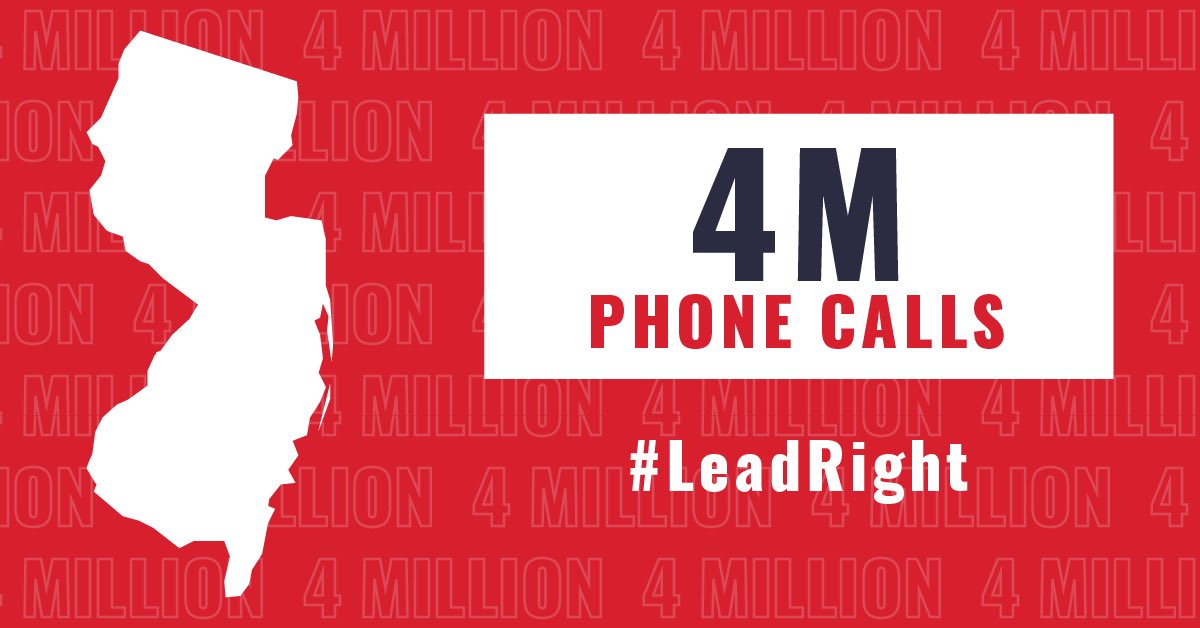 👀👀👀

Today the <a href="/NJGOPField/">New Jersey GOP Field</a> surpassed 4 Million phone calls and there’s no stopping us now! With 35 days to Election Day, sign up to join the team ready to make a #GardenStatement this November! #LeadRight

gopvictory.com/nj/volunteer/