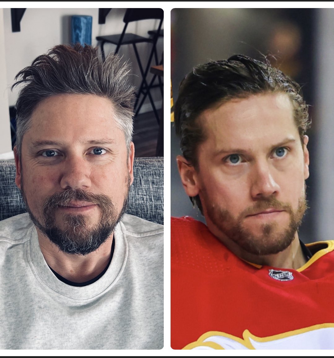 I have some doppelgängers in my family. Son in law Warren as <a href="/Alek_Manoah6/">MANOAH</a> &amp; brother Chris as #jacobmarkstrom <a href="/NHLFlames/">Calgary Flames</a> <a href="/BlueJays/">Toronto Blue Jays</a> FYI They are available as stunt doubles #lookalike #sports #hockey #baseball #yyc