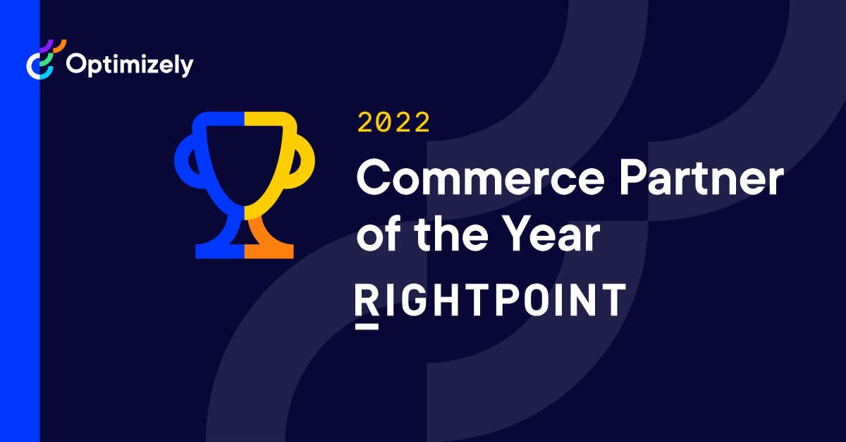 Rightpoint's tweet photo. We’re proud to be recognized as an @Optimizely 2022 Partner Award winner! We have been recognized us as the Commerce Partner of the Year winner. #OptimizelyPartner https://t.co/3vWu6FOKCO