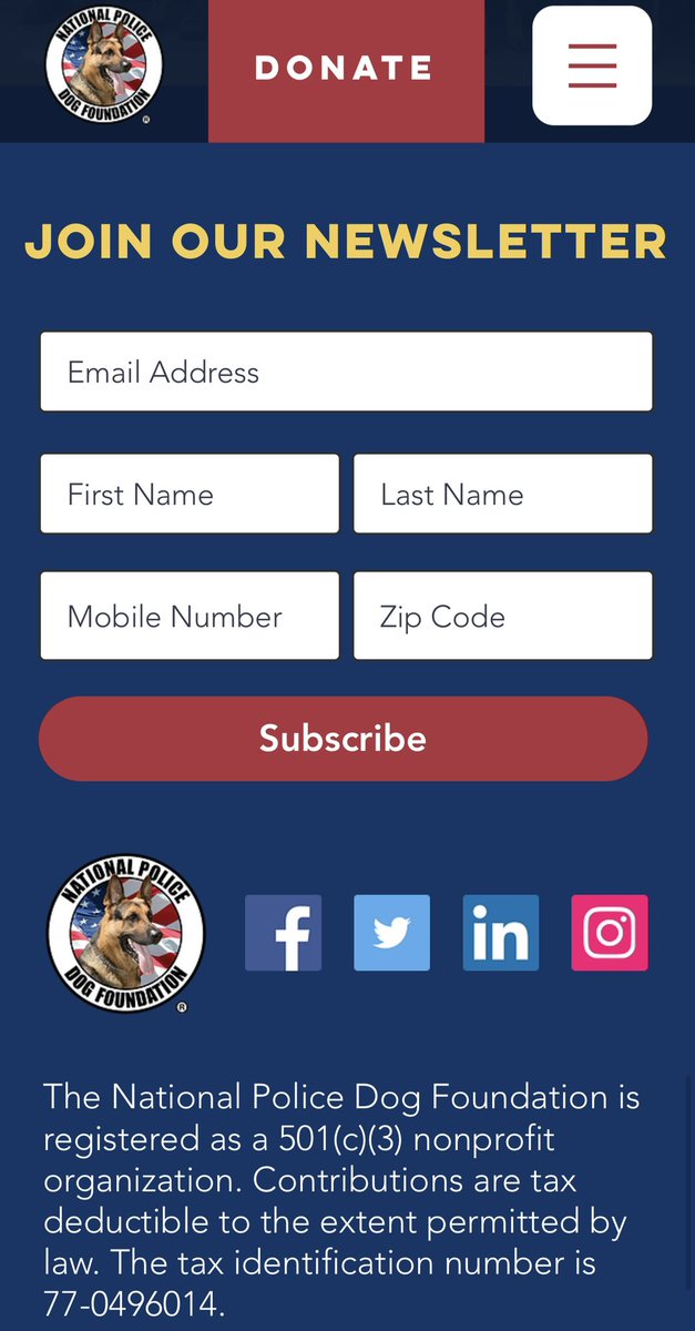 Stay in tune with news for our members, events or how to apply for donations by joining our  email list. It's simple just click "subscribe" on the pop up box on our website (nationalpolicedogfoundation.org).