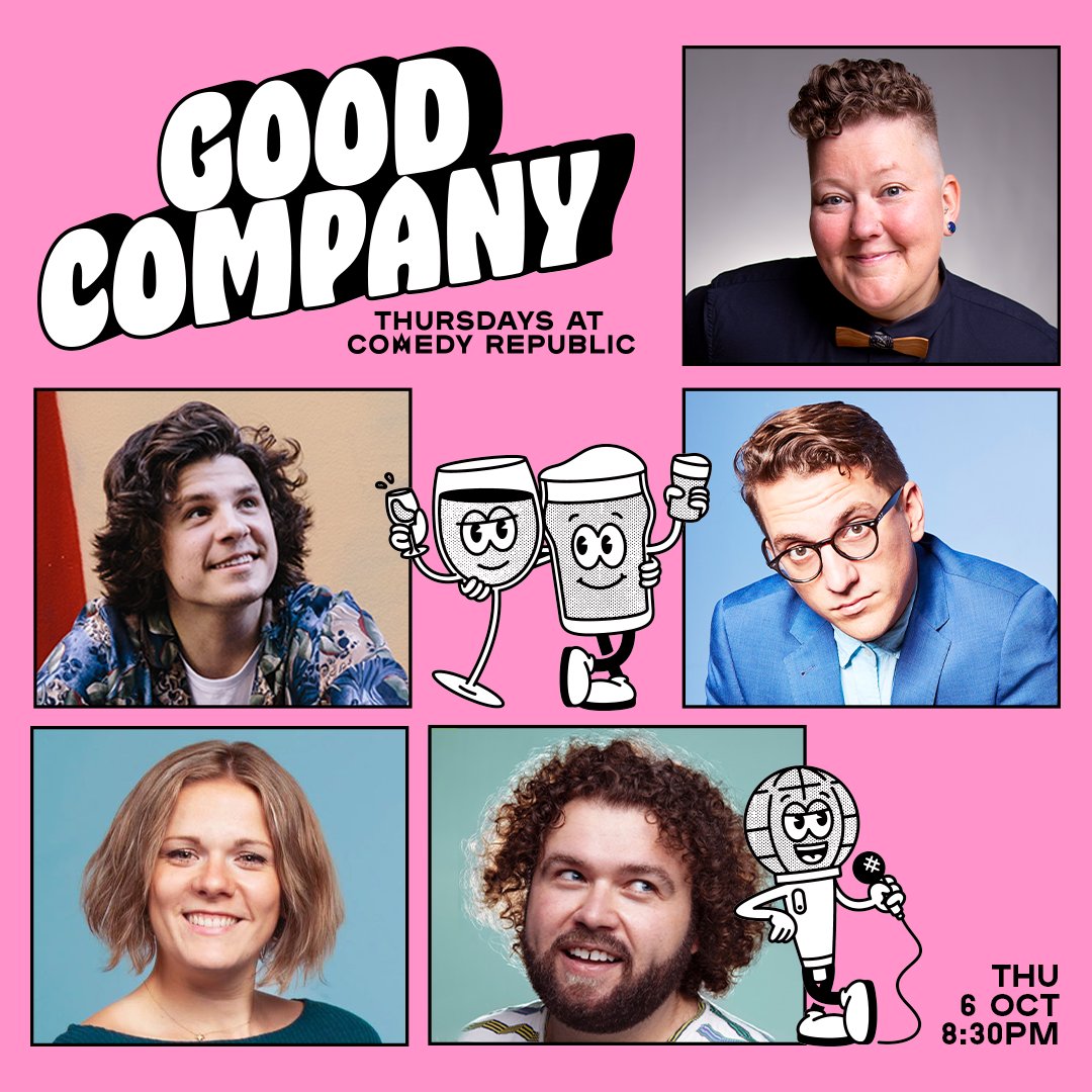 Thursday: @KirstyWebeck hits the stage with Blake Freeman, @BenRussells <a href="/MarenWhitt/">Maren May</a> and <a href="/LeChrisDemos/">Christopher Demos</a>! 

Join the Good Company crew and enjoy Ticket + Toastie + Pot combos, $8 pints and more 🍻

Pre-book now at comedyrepublic.com.au