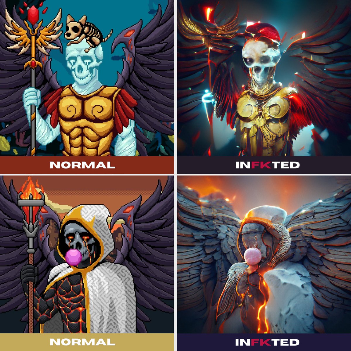 InfktedNFT's tweet photo. 🧬 It's time for @WeepingNFT to #GETINFKTED!

We're excited to announce we're collaborating w/ Weeping Angels to create &amp; airdrop a shared collection of the unmistakable angels in the INFKTED style!

Excited to work w/ such a well-known #NFT community as we shape the INFKTED 🌎 https://t.co/6VHaVuuz4h