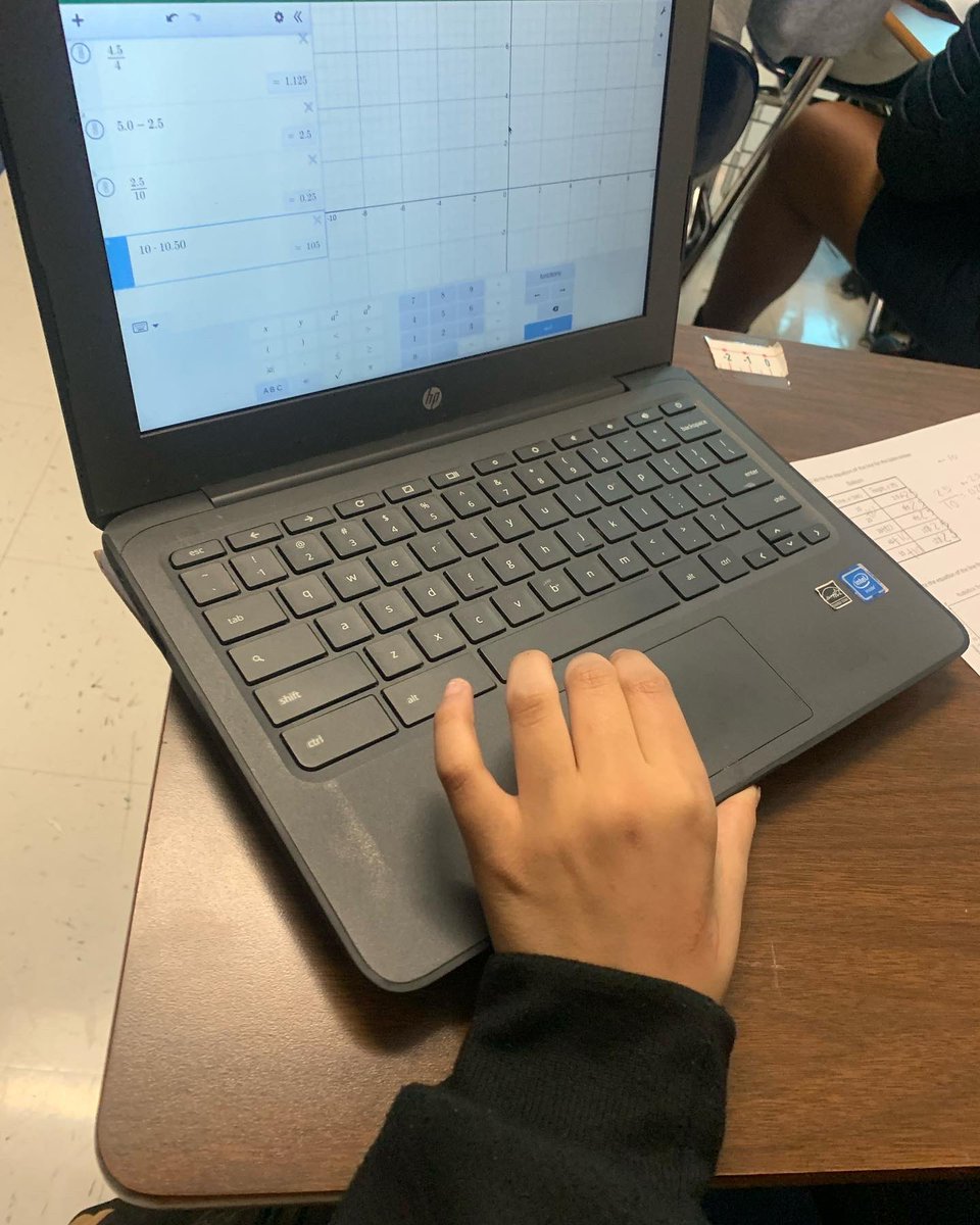 NISDVale's tweet photo. Our 8th Grade students are #SolutionFinders as they use Desmos to calculate their mathematical problems! #RaysUp #RootedVale https://t.co/LMK3jZX0kW