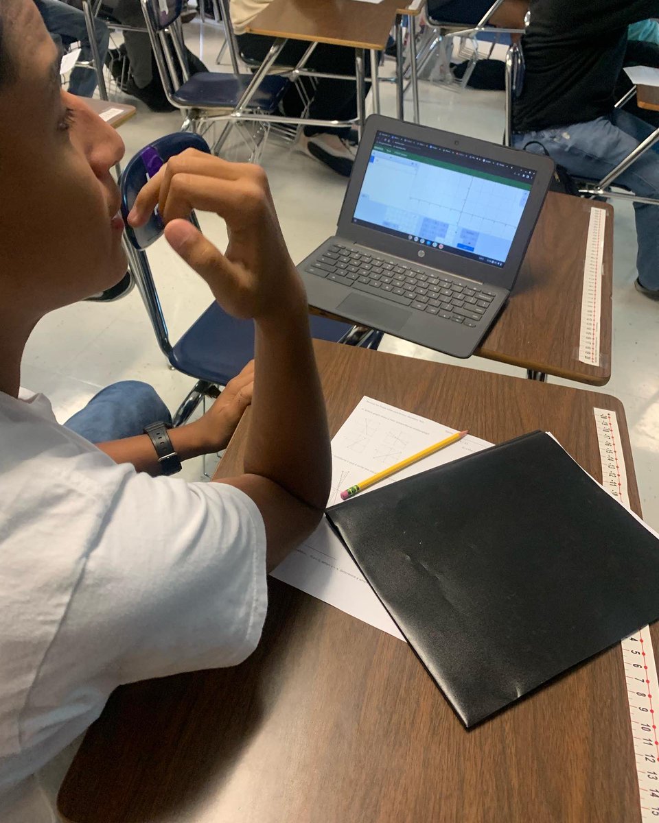 NISDVale's tweet photo. Our 8th Grade students are #SolutionFinders as they use Desmos to calculate their mathematical problems! #RaysUp #RootedVale https://t.co/LMK3jZX0kW