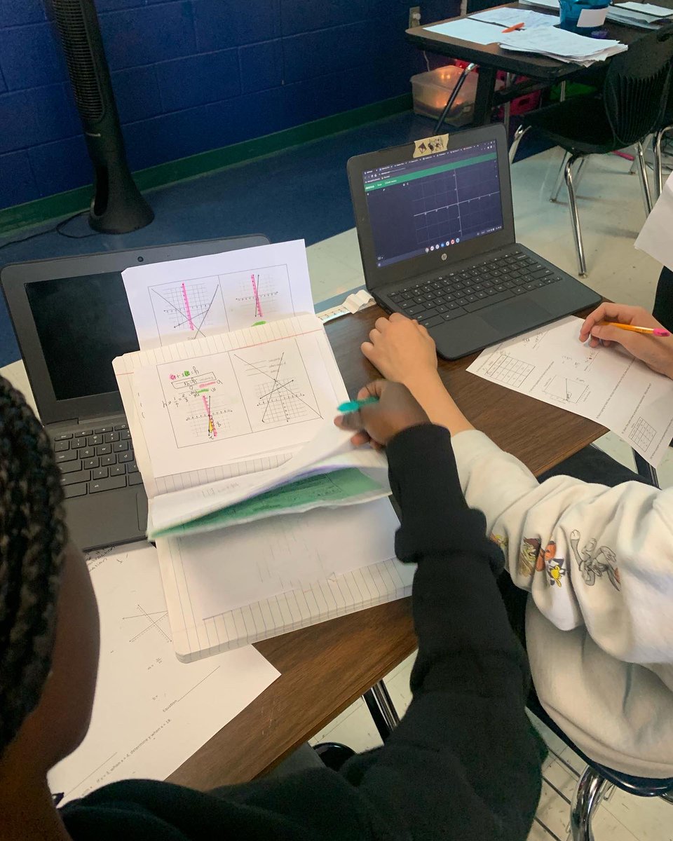 NISDVale's tweet photo. Our 8th Grade students are #SolutionFinders as they use Desmos to calculate their mathematical problems! #RaysUp #RootedVale https://t.co/LMK3jZX0kW