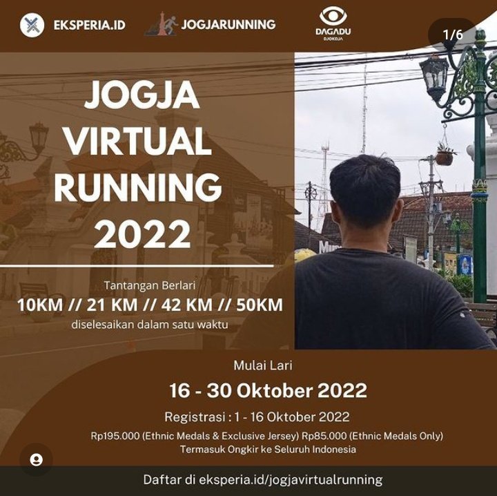 eksperiaID's tweet photo. JOGJA VIRTUAL RUNNING balik meneh di 2022 ini. Masih bareng @dagadudjokdja. 10KM, 21KM, 42KM &amp; 50KM. Yok dab daftar segera di https://t.co/u4JNDfBR4p https://t.co/7TskNcdnHi