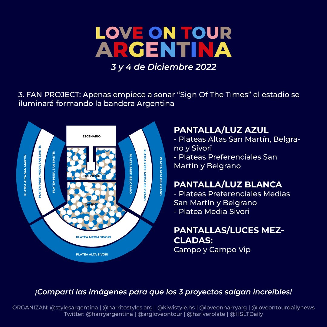 ¡Estos son los Fan Proyect que vamos a hacer para el #LoveOnTourArgentina! 🇦🇷❤ Necesitamos por favor de su ayuda para máxima difusión 🙏

Recuerden: Se van a realizar para ambos días  (3 y 4 de diciembre) los mismos FP.

Más info abajo 👇