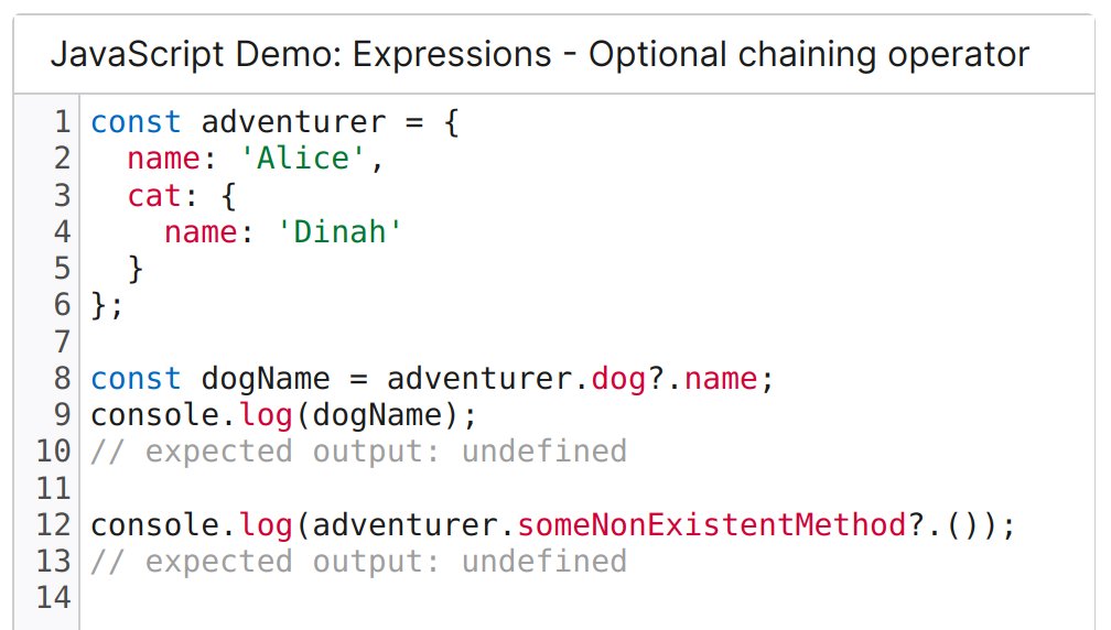 mankms's tweet image. JavaScript: The optional chaining operator (?.) accesses an object's property or calls a function. If the object is undefined or null, it returns undefined instead of throwing an error.
developer.mozilla.org/en-US/docs/Web…