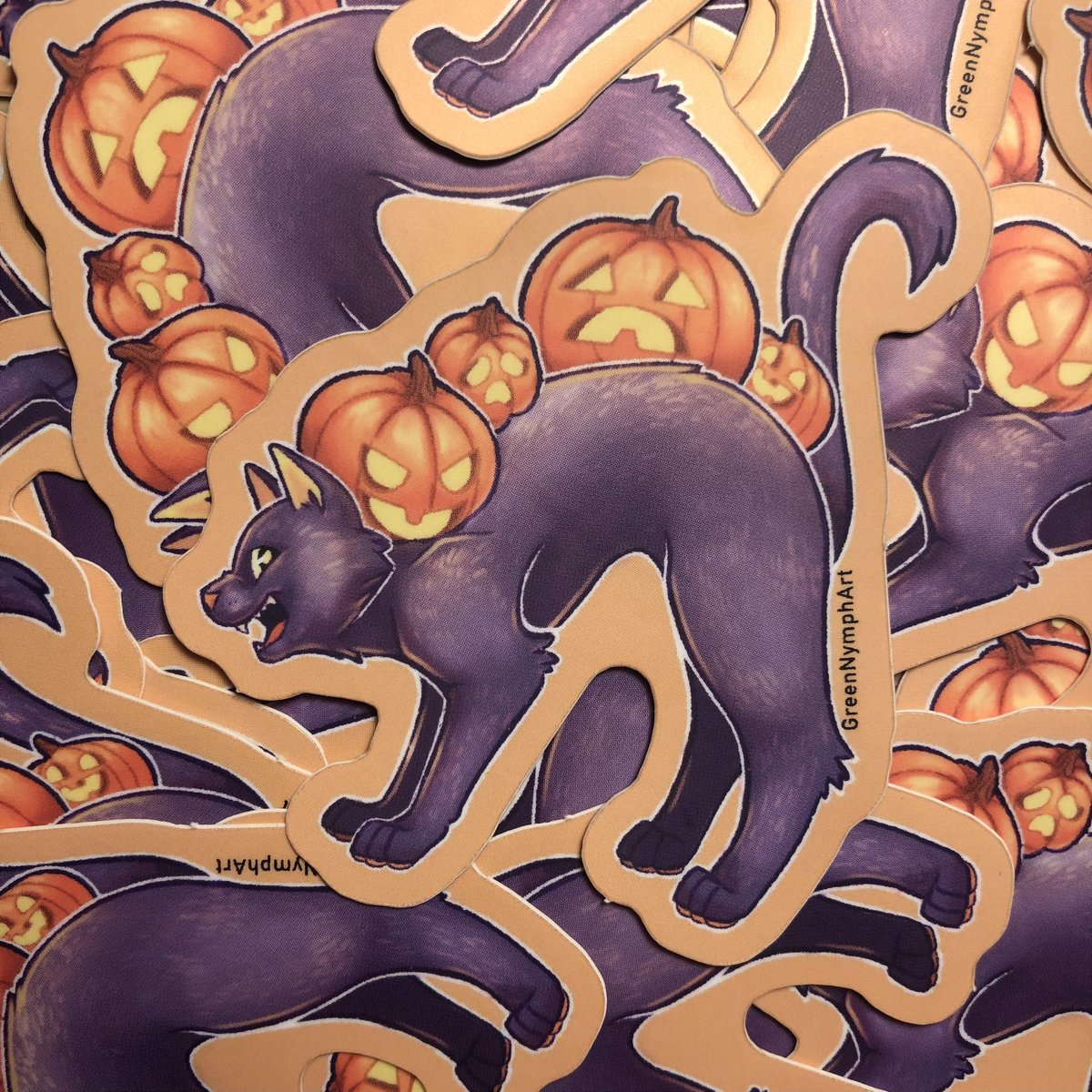 The_Green_Nymph's tweet photo. 🎃Y’all🎃the #Halloween Stickers finally came in and I’m loving them! I might do a #giveaway like last year so stay tuned if you’d like some~🐈⬛
.
#Samhain #witchtober #blackcats #pumpkins #stickers #StickerGiant https://t.co/zL3r26LUDR