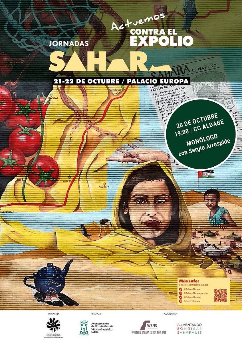 SaharaElkartea's tweet photo. 📣La ocupación de Marruecos en #SáharaOccidental, sus consecuencias y qué podemos hacer al respecto.

⛔️ #ActuemosContraElExpolio es un congreso donde múltiples entidades presentarán informes e investigaciones que recogen las múltiples vulneraciones de #DDHH en 🇪🇭

🧵👇🏾 https://t.co/B6Nguki4US