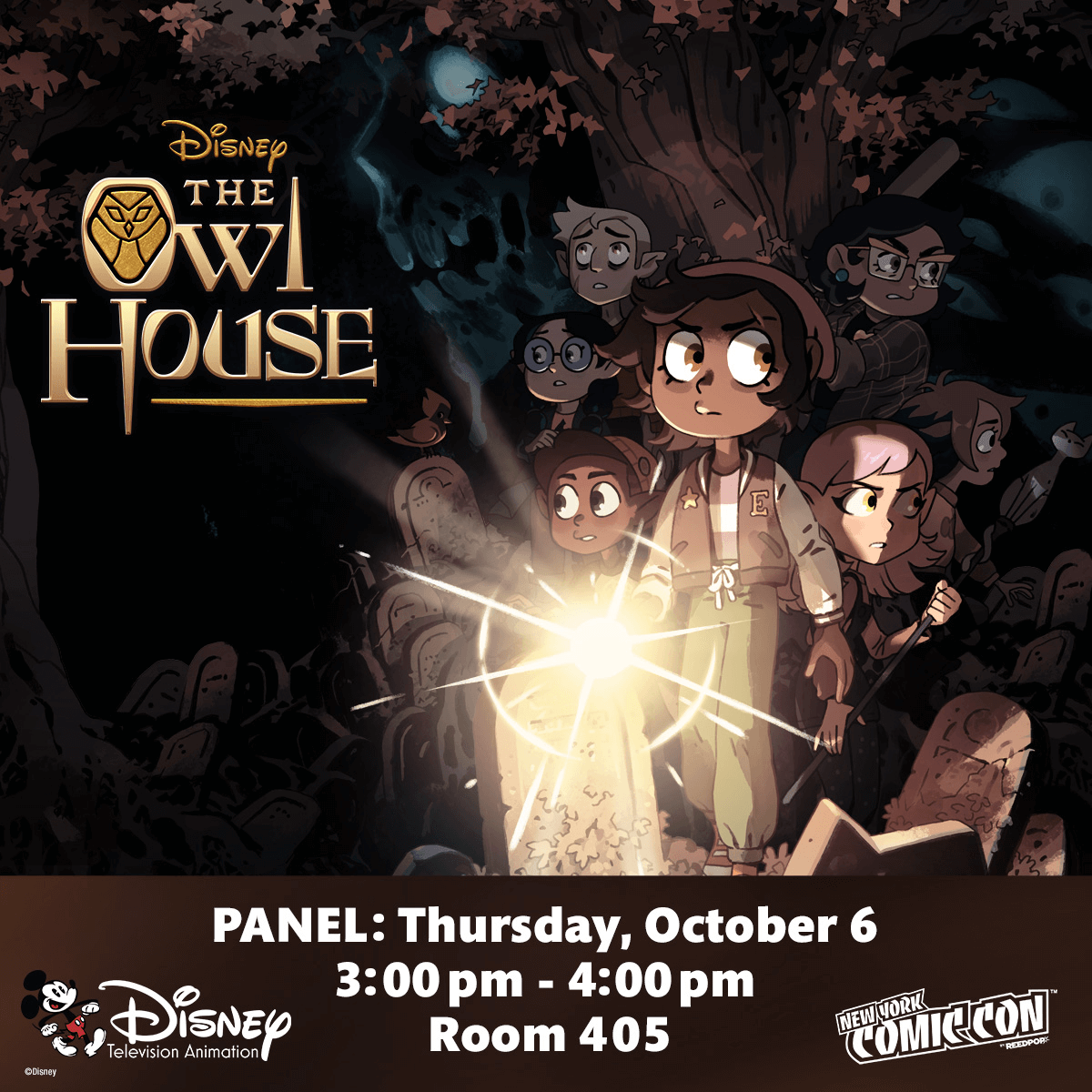 DisneyBrandTVPR's tweet image. Peabody Award-winning #TheOwlHouse is hosting a panel at #NYCC on October 6 at 3PM ET in room 405! Panelists include Dana Terrace, Sarah-Nicole Robles, Mae Whitman, Cissy Jones, Alex Hirsch and Zeno Robinson. #DisneyChannel #DisneyBrandedTelevision
