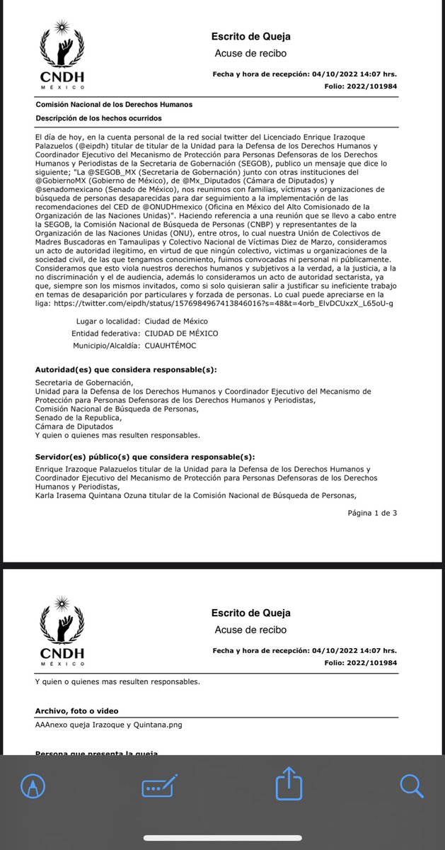 DeliaQuiroa's tweet photo. El colectivo @C1003R interpuso queja ante @CNDH por la discriminación que fuimos objeto por la titular @Busqueda_MX @kiquinta y @eipdh Debido a hubo una reunión y no fuimos convocados, @lopezobrador_ piso parejo Sr. Presidente @azucenau @CiroGomezL @guillermofm2003 @ONUDHmexico https://t.co/5d0fURcuk5