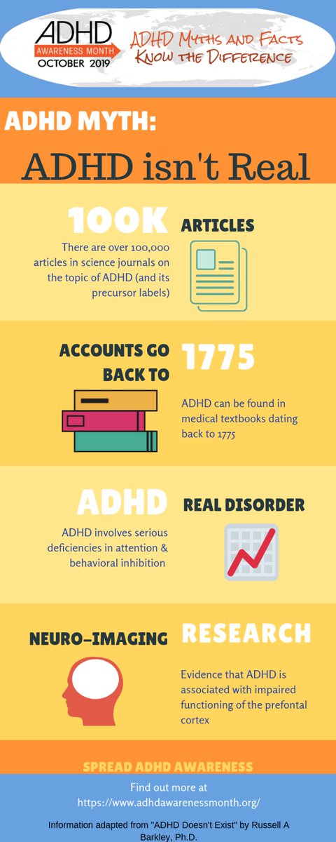 October means it's ADHD Awareness Month! Let's get things started with busting the biggest myth of them all: ADHD isn't real. Here's a fantastic infographic from <a href="/ADHDMonth/">ADHDAwarenessMonth</a> with the facts! ##ADHDAwareness
