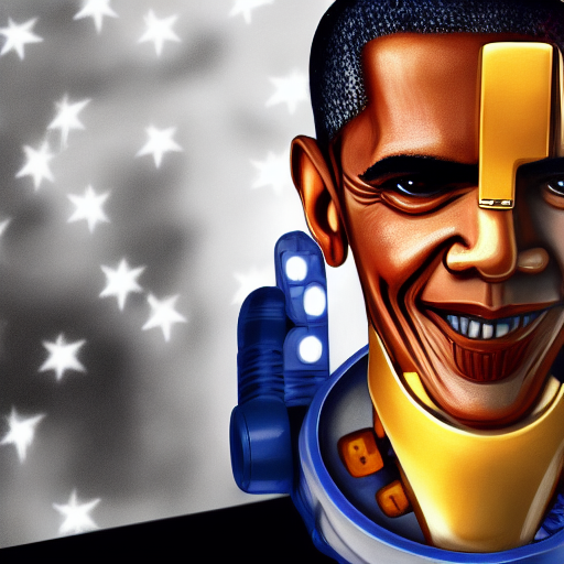 DLefey's tweet photo. @Dix_eth Robobama here from the future to promote--- DEATHMOCRACY. Not political just fun. https://t.co/9ZkzP2TxDP