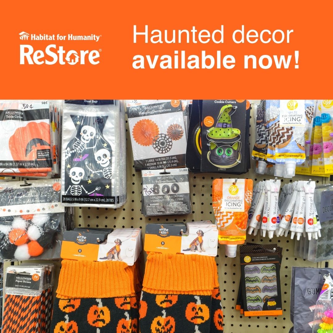 DenverReStores's tweet photo. Halloween’s just about here! We have haunted decor stocked up and ready for your fun night with friends. Stop by our Denver, Littleton, or Aurora locations for Halloween-themed items at discounted prices. #habitatdenverrestore #denverrestore #sustainability #bargainprices https://t.co/LqrjHgTpeP