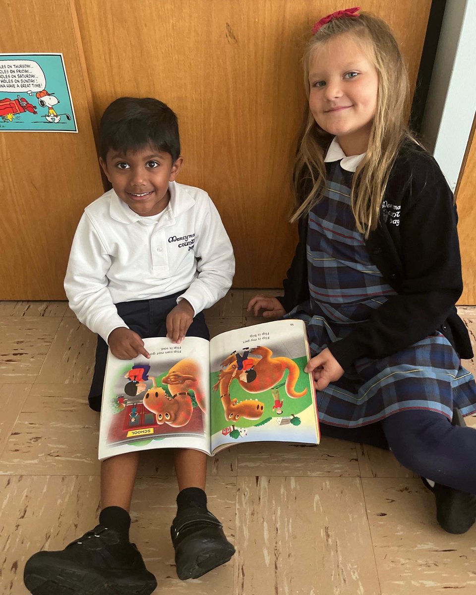 MercymountCDS's tweet image. Hold on – just one more page!  There’s nothing better than getting lost in a book with your reading buddy!