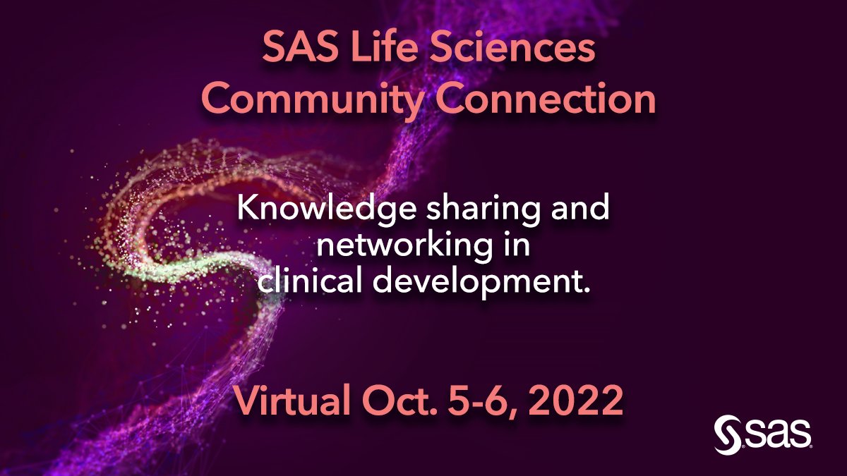 BealecCJ's tweet photo. It's tomorrow! #SASLSCC virtual event Oct. 5-6 from 8-noon EDT. Hear from your peers in #clinicaldevelopment and product updates from @SASsoftware. Register today! https://t.co/t9lHYH03tH https://t.co/7rOQlHqtwA