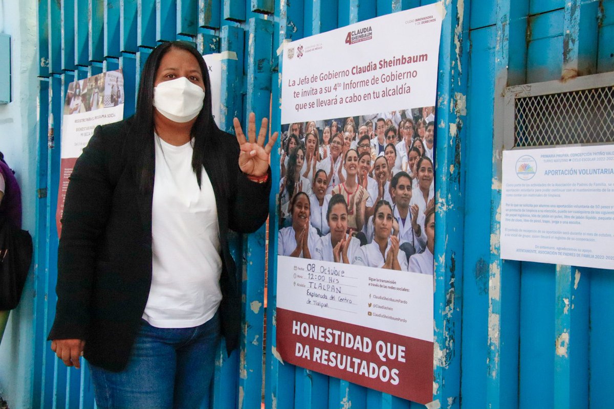 ParticipacionT's tweet photo. Nuestra jefa de gobierno, la Dra. @Claudiashein inicia recorridos por las 16 alcaldías de la Ciudad de México donde nos compartirá su 4º Informe de Gobierno #HonestidadQueDaResultados
Los invitamos este sábado 8 de octubre a las 12:00 horas, en la explanada de la alcaldía Tlalpan https://t.co/rXeHaVjyYi