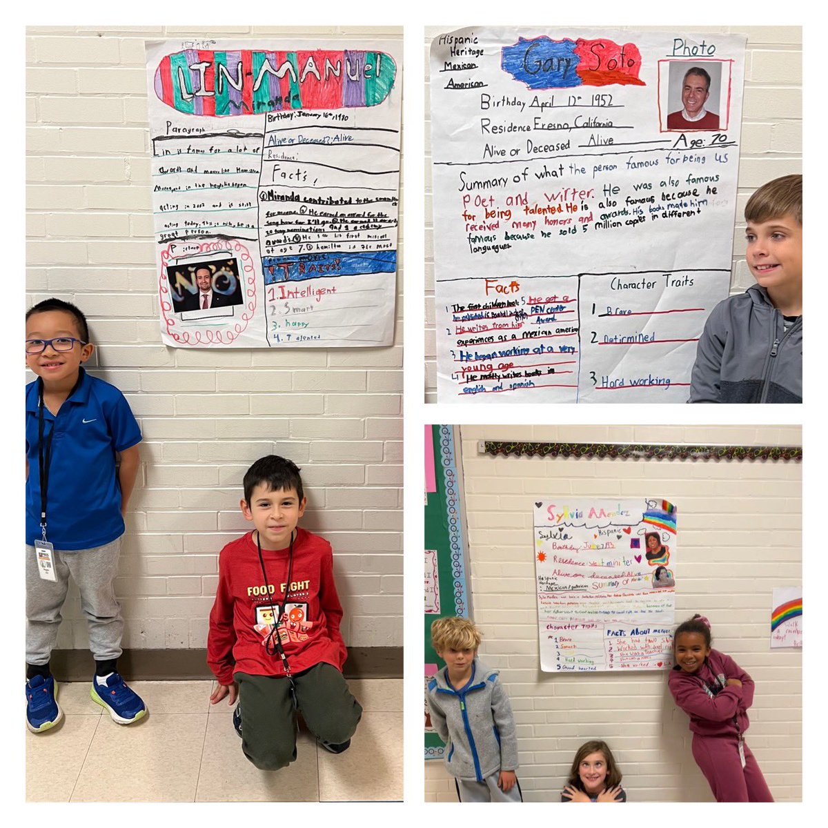 ElementaryMount's tweet photo. Mrs. Cobb’s 3rd grade class celebrating National Hispanic Heritage Month by creating posters of inspiring Hispanic Americans! @BSDk12 #weareMPE #dragonpride #HispanicHeritageMonth2022 https://t.co/EBiNTubakB