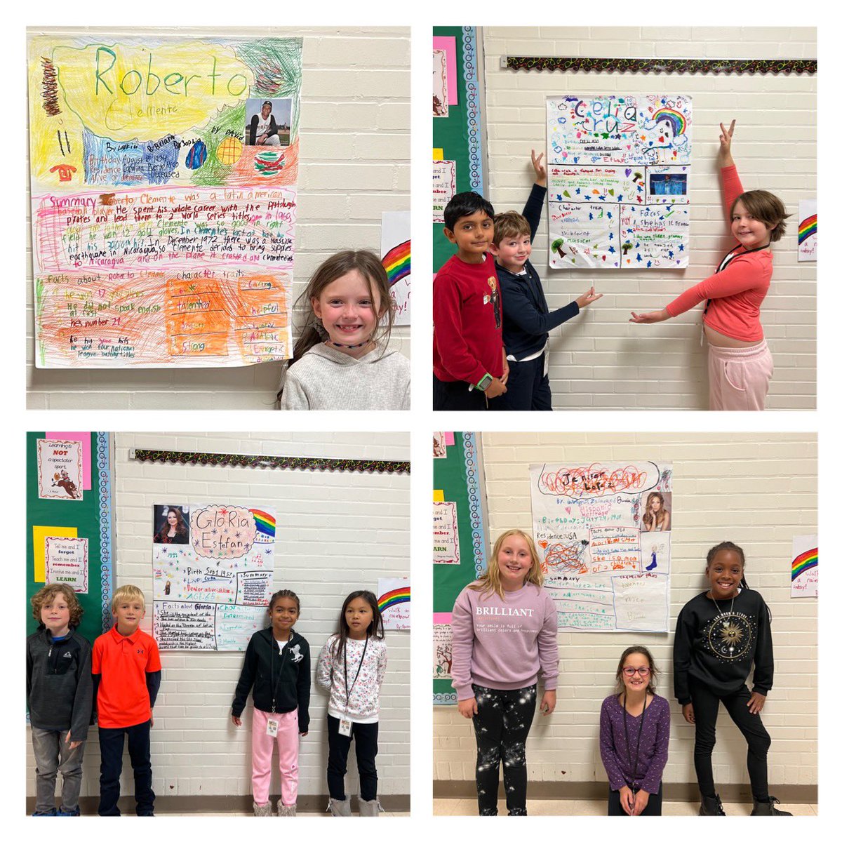 ElementaryMount's tweet photo. Mrs. Cobb’s 3rd grade class celebrating National Hispanic Heritage Month by creating posters of inspiring Hispanic Americans! @BSDk12 #weareMPE #dragonpride #HispanicHeritageMonth2022 https://t.co/EBiNTubakB