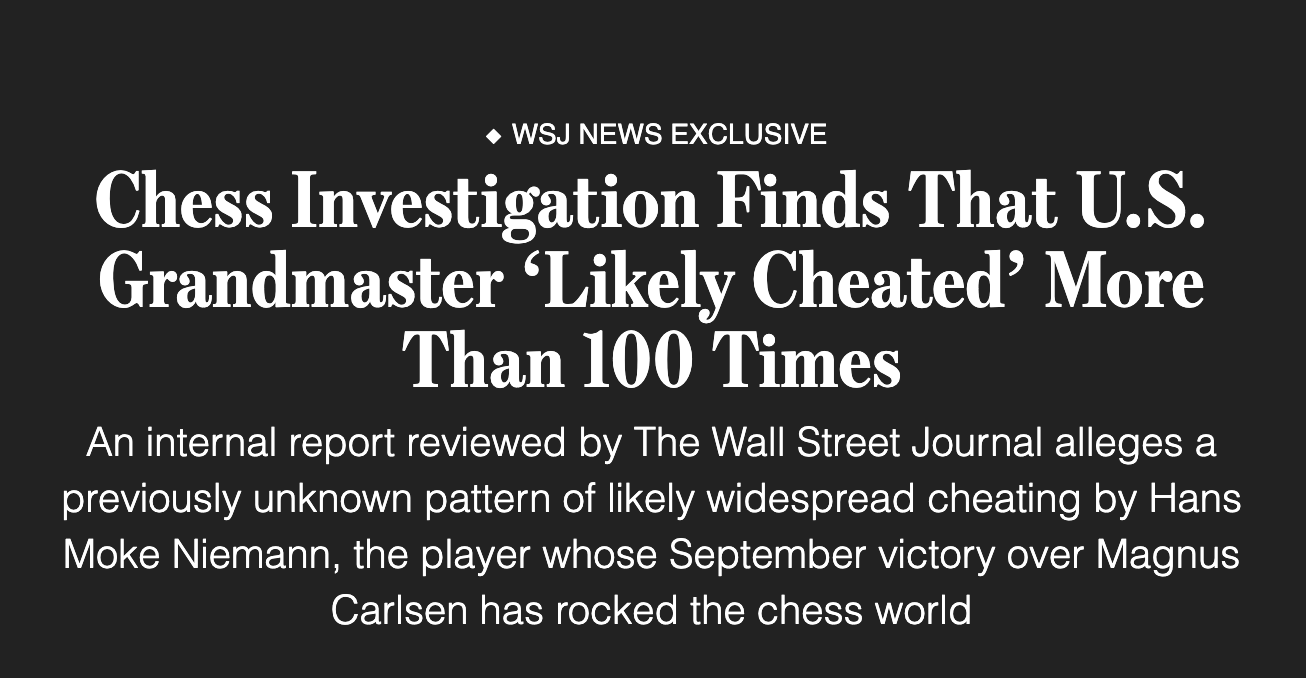 WSJ: Chess Investigation Finds That U.S. Grandmaster 'Likely