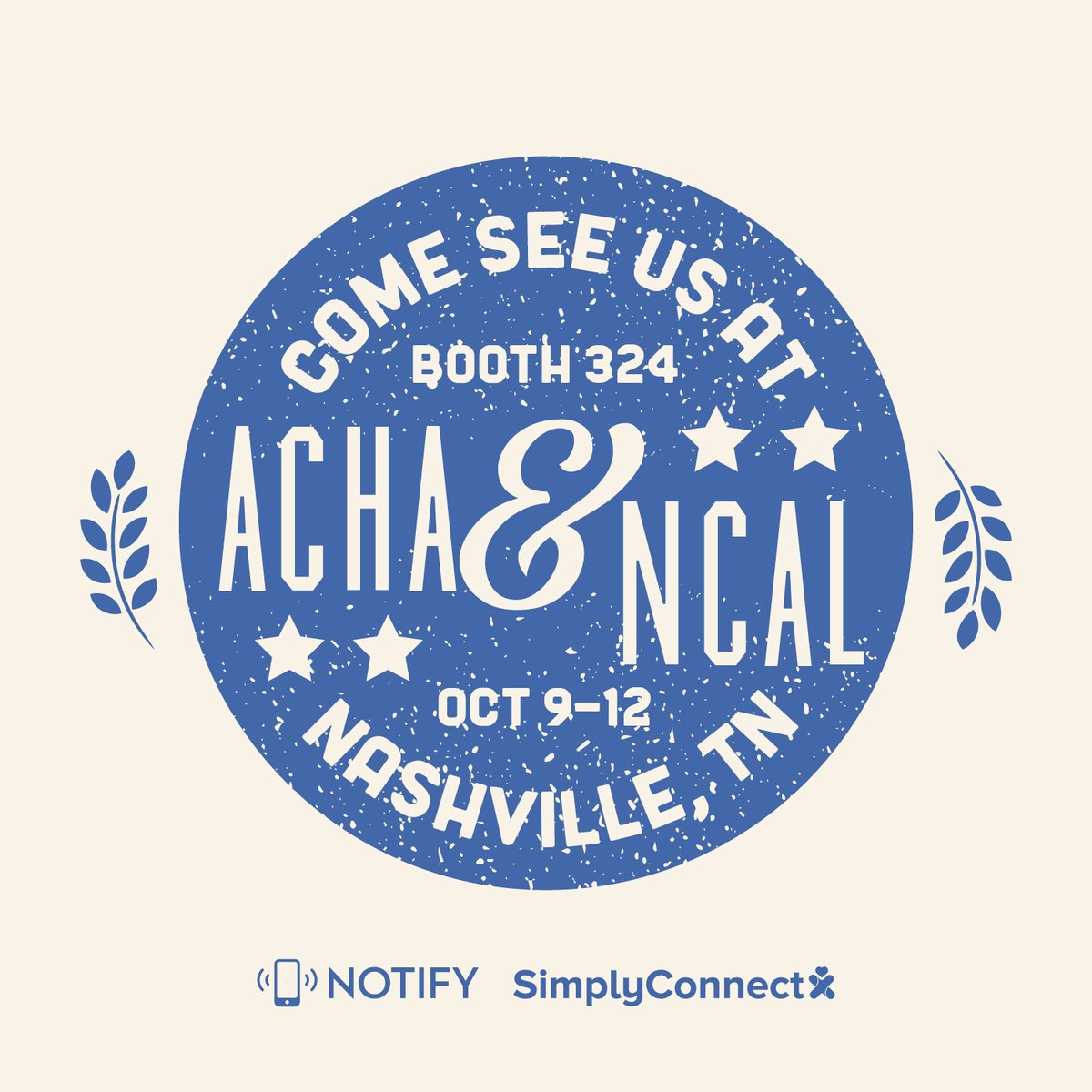 Simply_Connect_'s tweet photo. Heading to ACHA/NCAL? Come say hi to @Simply_Connect_ and Notify at booth 324! https://t.co/0NxJgTzmxb
