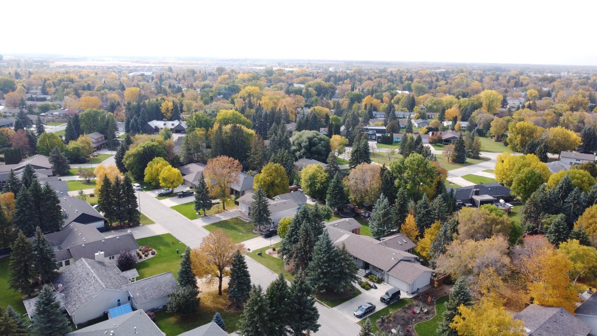 JaySchellenberg's tweet photo. I love the perspective a drone gives for the progress of multi-building apartment sites like this one in Steinbach, MB. I also took the opportunity to snap some shots of the fall colours while I was in the air. #uavdrone #appraisersknow https://t.co/Rwu2k8VIOO