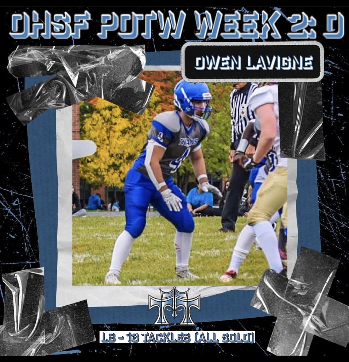 #OHSF #PlayerOfTheWeek
<a href="/owen_lavigne/">Owen Lavigne</a>  1st game playing for his High school and his sr year!    
#CIS #football #CanadianFootball
#OUA  👏🏼
