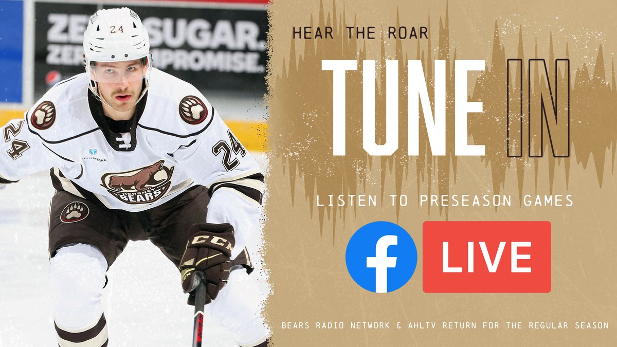 TheHersheyBears's tweet photo. The Bears Radio Network and AHLTV will be back for the regular season, but you can catch preseason audio broadcasts with @zackfisch via our Facebook!

The puck drops from Wilkes-Barre/Scranton bright and early tomorrow. Coverage starts at 10:30 am!

https://t.co/jiAnLYyHAf https://t.co/Qh3sXt1RA8