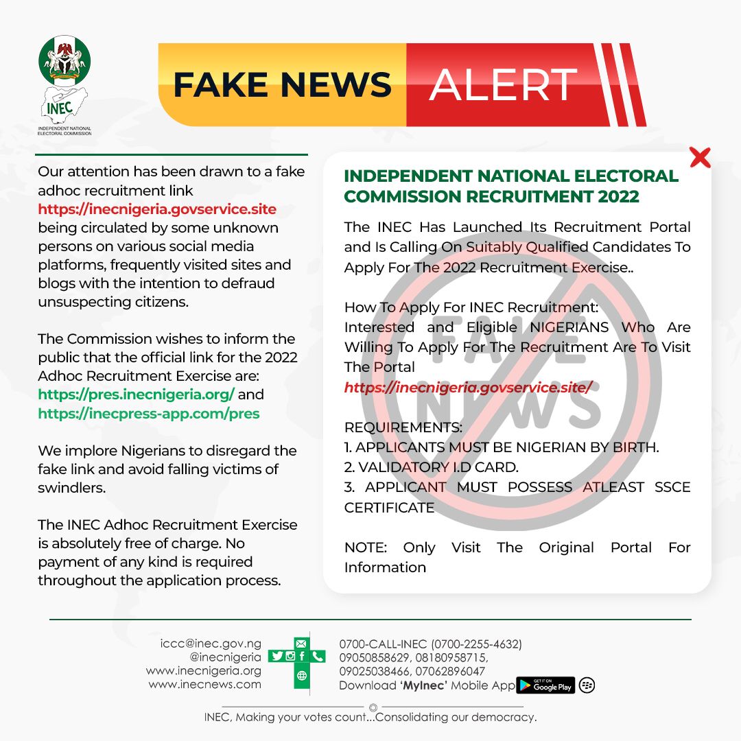 INEC Nigeria on X: “Fake News: Our attention has been drawn to a