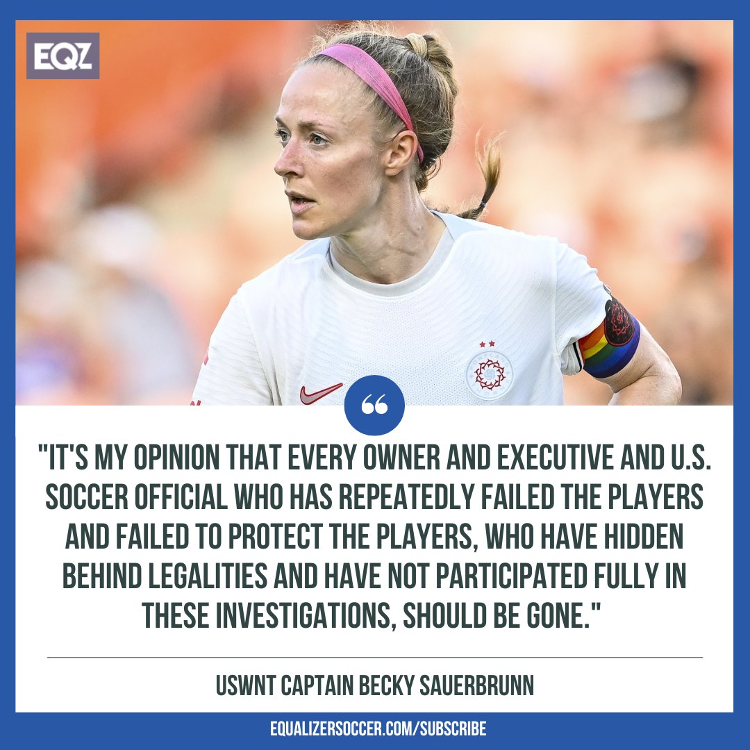 🗣️ #USWNT captain Becky Sauerbrunn responding to the Sally Yates report on systemic abuse in the #NWSL