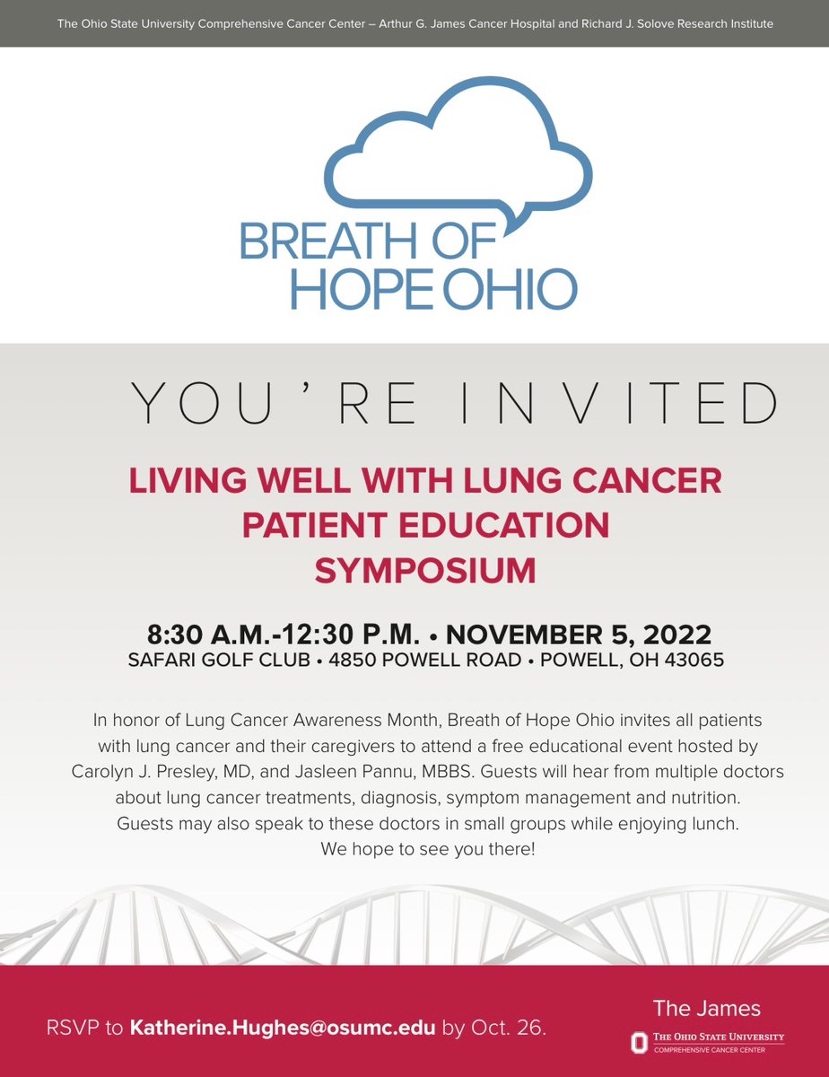 breath_ohio's tweet photo. Breath of Hope Ohio is excited to a host an amazing patient and caregiver educational event in honor of November being Lung Cancer Awareness Month. We look forward to seeing you there! #lungcancer #lungcancerawareness #lungcancerawarenessmonth https://t.co/Mjv0TfYOR2