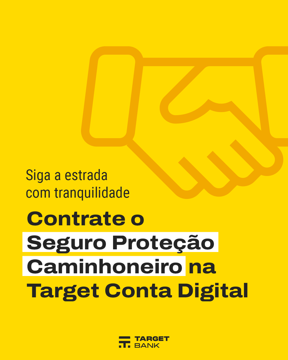 target_bank's tweet photo. A Target Conta Digital oferece serviços e coberturas que atendem as necessidades dentro e fora das estradas! 🚛

O Seguro Proteção Caminhoneiro cobre despesas médicas, hospitalares e odontológicas. Uma mão na roda, né? Para contratar, basta ter nosso app: https://t.co/OTQCjtHDad https://t.co/4XfKLLCO9G