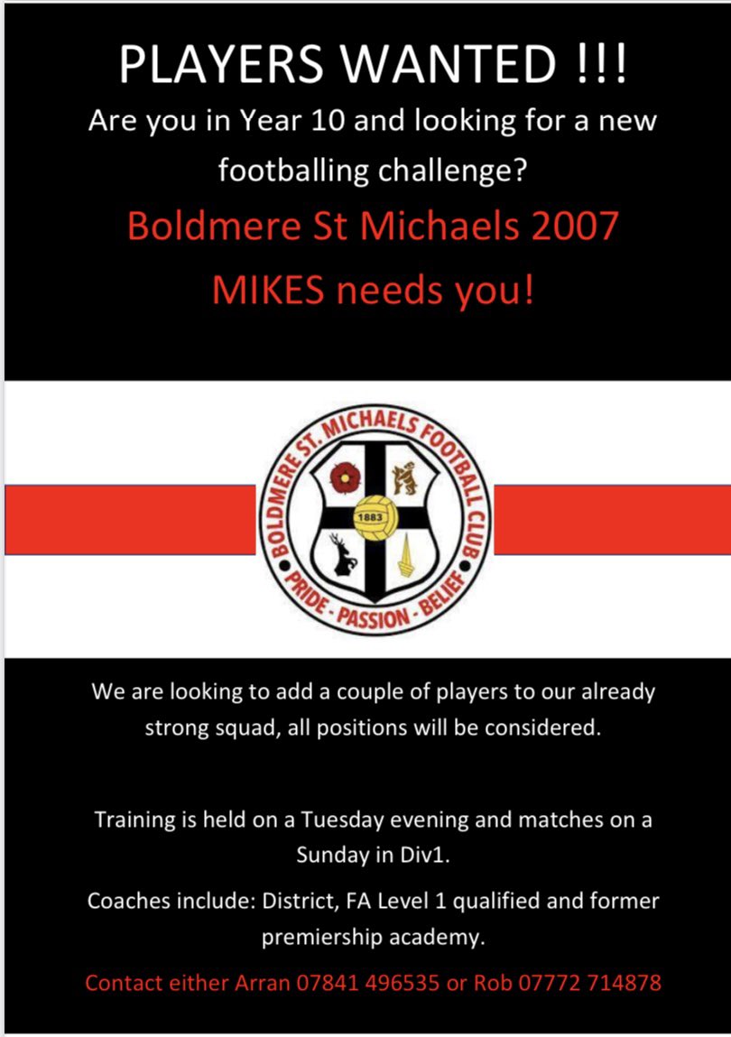 BSMMikes2007's tweet photo. Fancy a new football challenge? Enjoy learning possession based football? We might just be the team for you! ⚽️ https://t.co/S0EzM55AgM