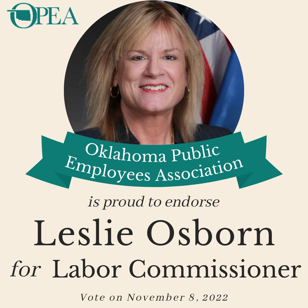 The Oklahoma Public Employees Associations Political Action Committee has endorsed @leslieosborn1 &amp; <a href="/kimdavid2010/">Kim David</a> !