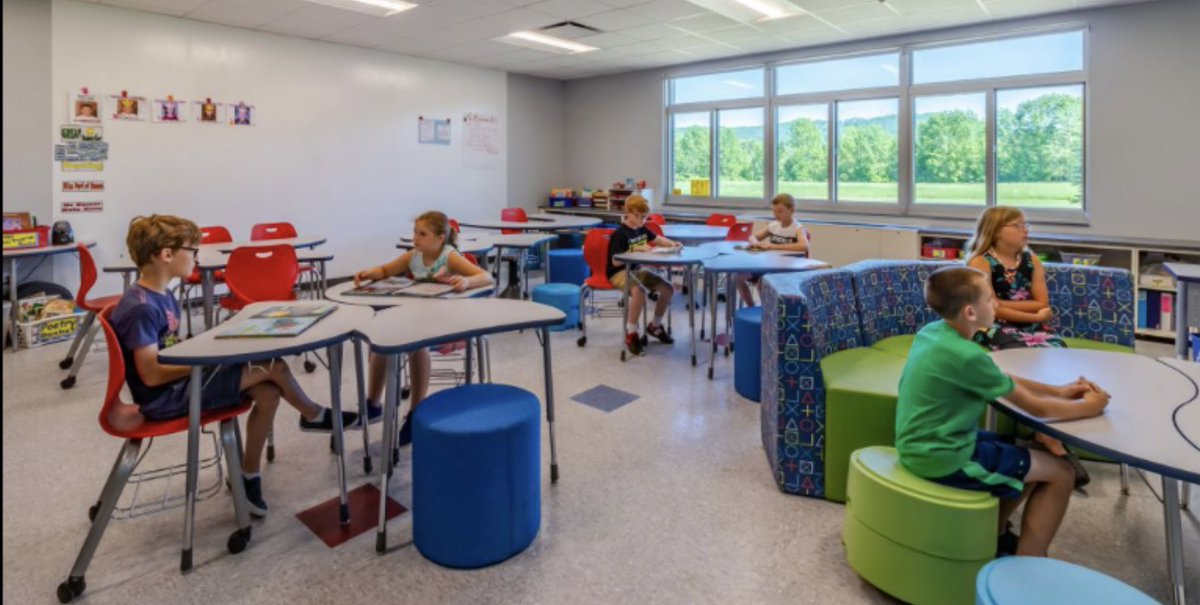 AnnaJamesa01's tweet photo. This is an example of an existentialism classroom. The layout allows student-lead success. Different stations and learning strategies are important to implement into the classroom.#EDUC200 #01FA22 https://t.co/Btyuh7LkPA