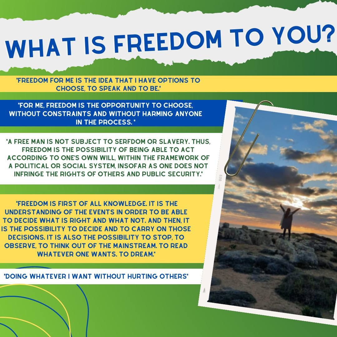EuroAfricaYouth's tweet photo. We want to be Free by choosing to speak up, sharing our ideas and discussing our Future. But what does Freedom mean to you❓
Here are some thoughts of our Members📝
.
Share your Ideas 💡 💡

#free #Freedom #AEYC https://t.co/gMLhlvpeRz