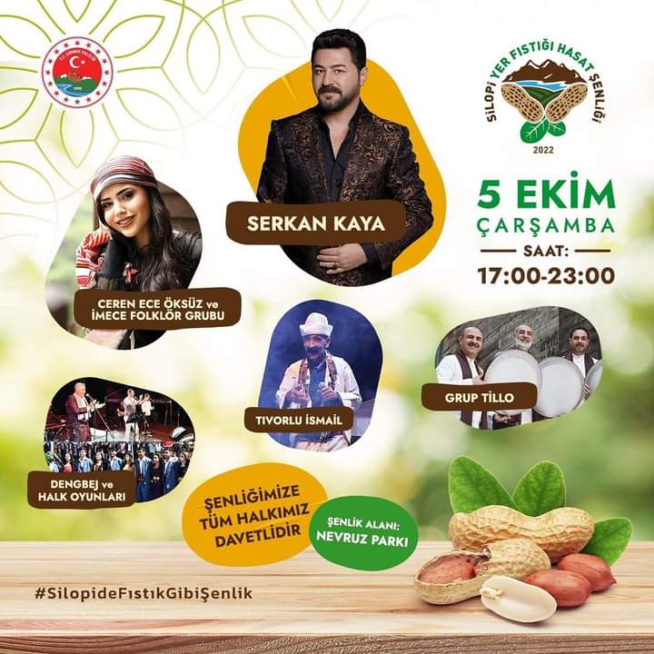 GorumluB's tweet photo. Cömert topraklarımızdan alın terimizin karşılığını toplama zamanı! Silopi Yer Fıstığı Hasat Şenliği’ne 5 Ekim günü tüm hemşehrilerimiz davetlidir. 

@TCKulturTurizm
@SirnakValiligi
@silopikymkmlk
#Silopisenin #ŞırnakSenin #SilopideFıstıkGibiŞenlik https://t.co/6Z9nvGLqwh https://t.co/D5OACU10Z2