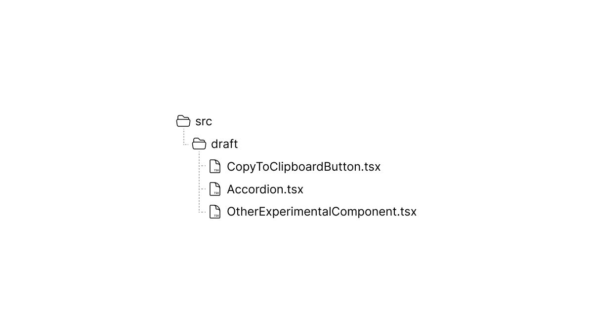 Have doubts whether a new component should be added to your design system or not?

Implement it and put it into a `src/draft` folder within your app.

If other people start using it in various pages, it's a good signal that it's useful enough to be added to the design system.