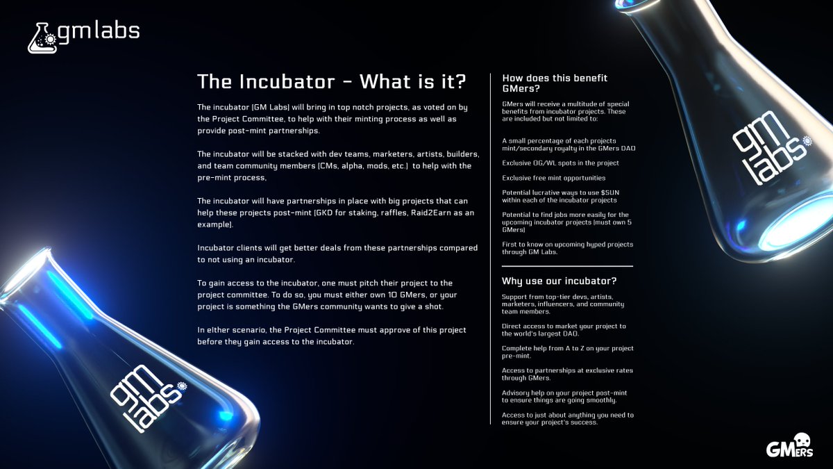 GMersNFT's tweet image. Phase 2: @GM_Labs - The Incubator