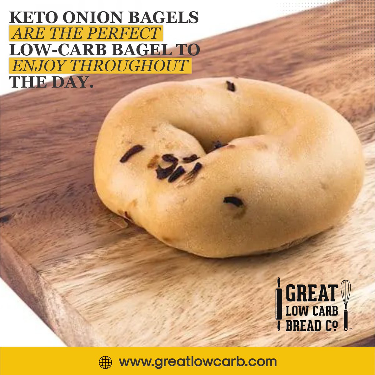Greatlowcarb's tweet photo. Enjoy one for breakfast or a snack or create a delicious meal using these low-carb onion bagels. 2 net carbs per bagel, great tasting, toast or eat right out of the bag, add toppings and enjoy.
-----
Shop Now: https://t.co/mQCTKx98Qq
.
#greatlowcarb  #lowcarbonionbagels #paleo https://t.co/fHu3NpjZRu