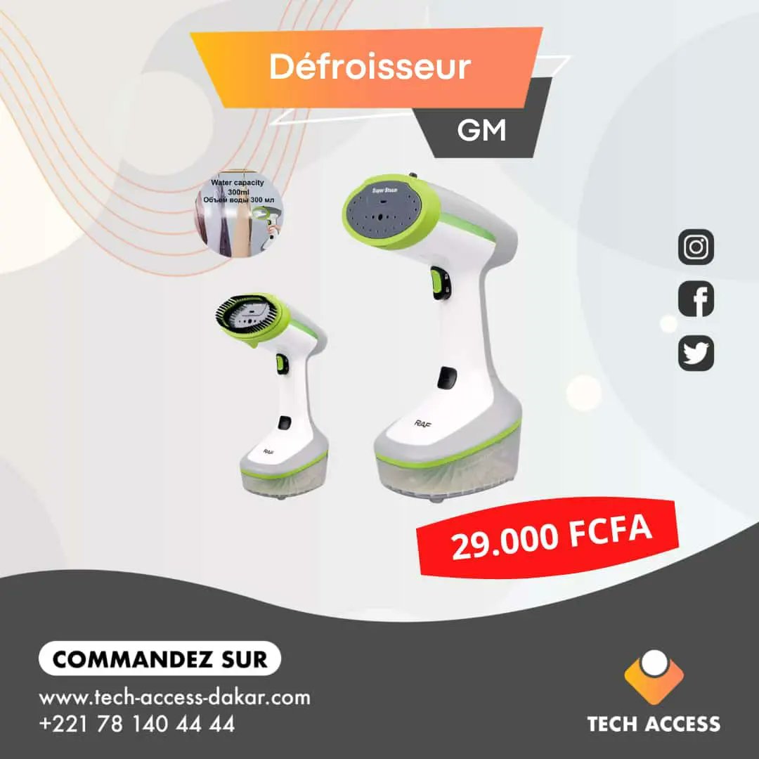 tech_access_dkr's tweet photo. Défroisseur

❗️29000 F CFA ❗️

Défroisseur à vapeur électrique ⚡ 

🔸️ Puissance 1500 W
🔸️ Adapté à plusieurs types de tissus 
🔸️ Facile d'utilisation 

Commandez directement sur le site Web ou contactez nous au 78140 44 44.

#techaccess #Dakar #senegal #defroisseur https://t.co/Gk8GMIjefZ