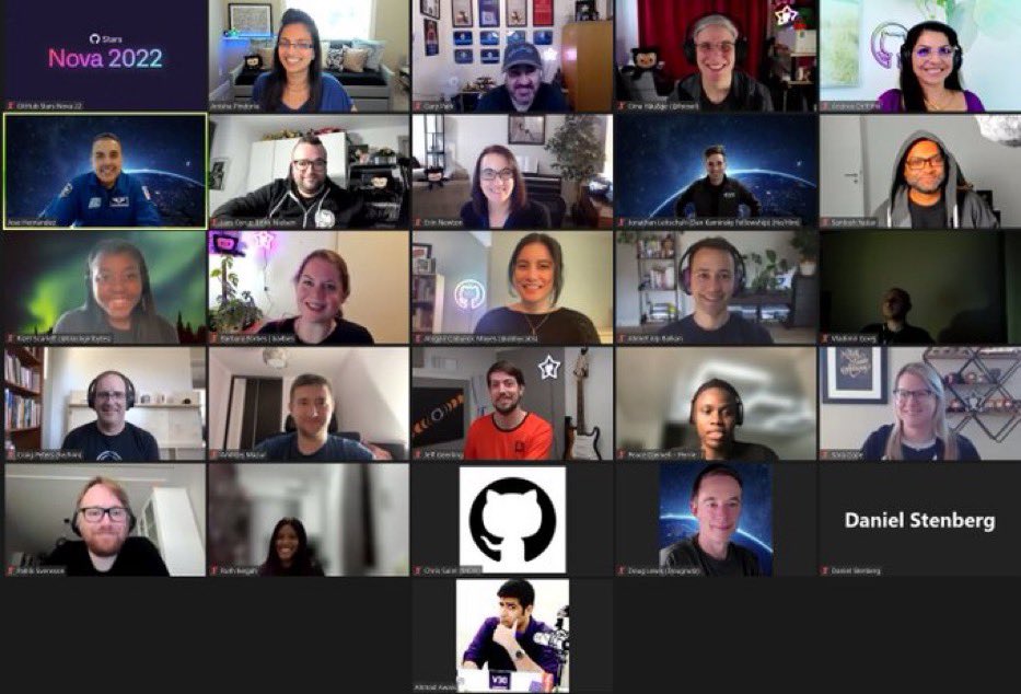 I had the honor to talk to the STARS at <a href="/github/">GitHub</a> What an awesome group of developers!!! Including @foolsel <a href="/LayZeeDK/">Lars Gyrup Brink Nielsen @LayZee@mastodon.nu</a>  <a href="/SantoshYadavDev/">Santosh Yadav</a> <a href="/sarassassin/">Sara Cope</a> <a href="/gep13/">Gary Ewan Park</a> and <a href="/firstdrafthell/">Patrik Svensson (@patriksvensson@mstdn.social)</a> Thank you <a href="/anishapindoria/">Anisha Pindoria</a> for giving me the privilege to spend time with your STARS!