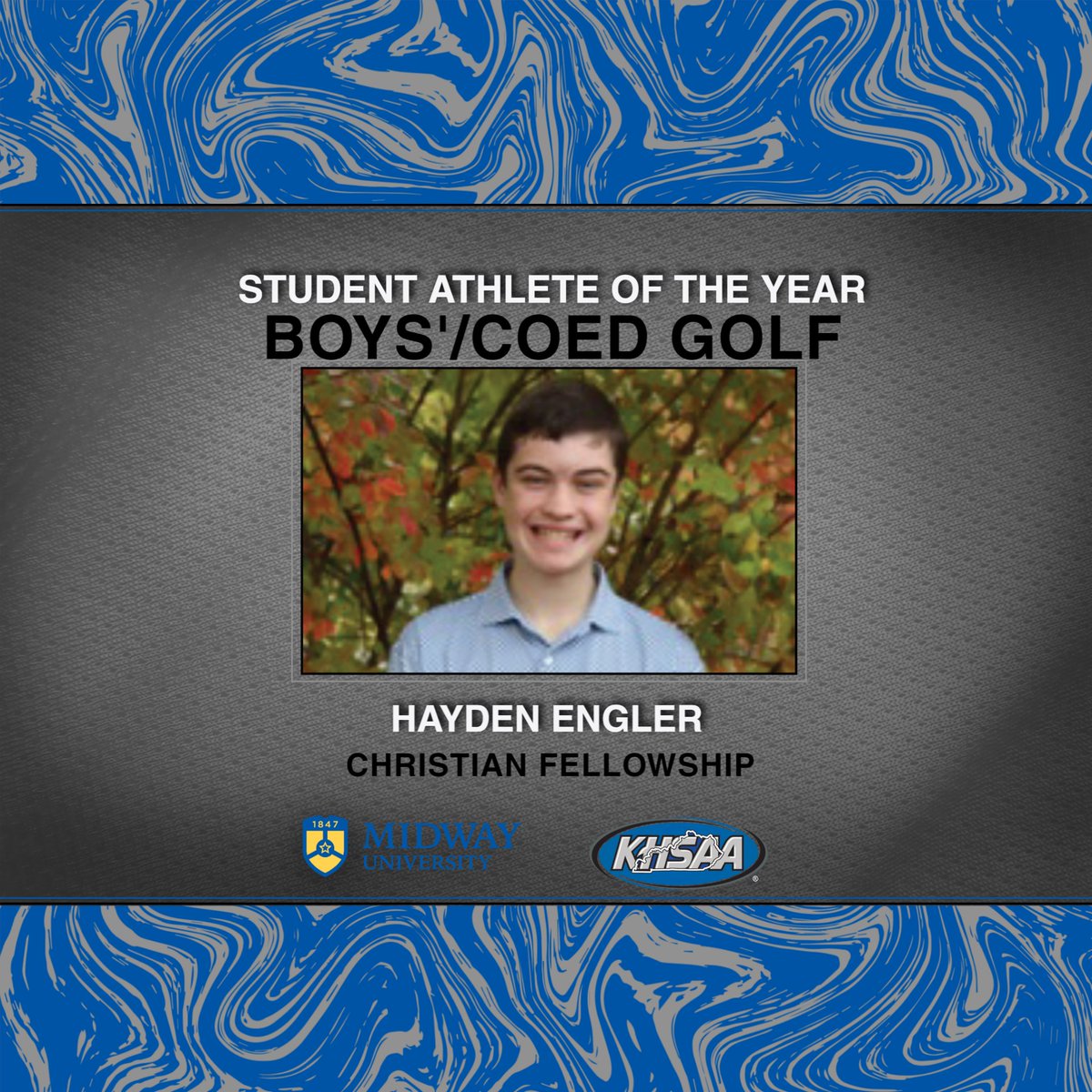 Congratulations to the 2022 Midway University/KHSAA Boys'/Coed Golf Student-Athlete of the Year – Hayden Engler (Christian Fellowship) 
<a href="/MidwayUniv/">Midway University</a>
#khsgf